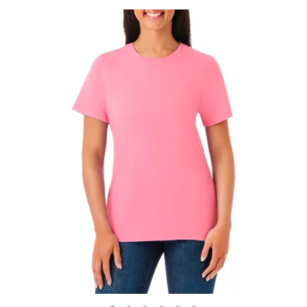 NWTS Member's Mark Women's Short Sleeve Crewneck Tee. Color: Bermuda Pink